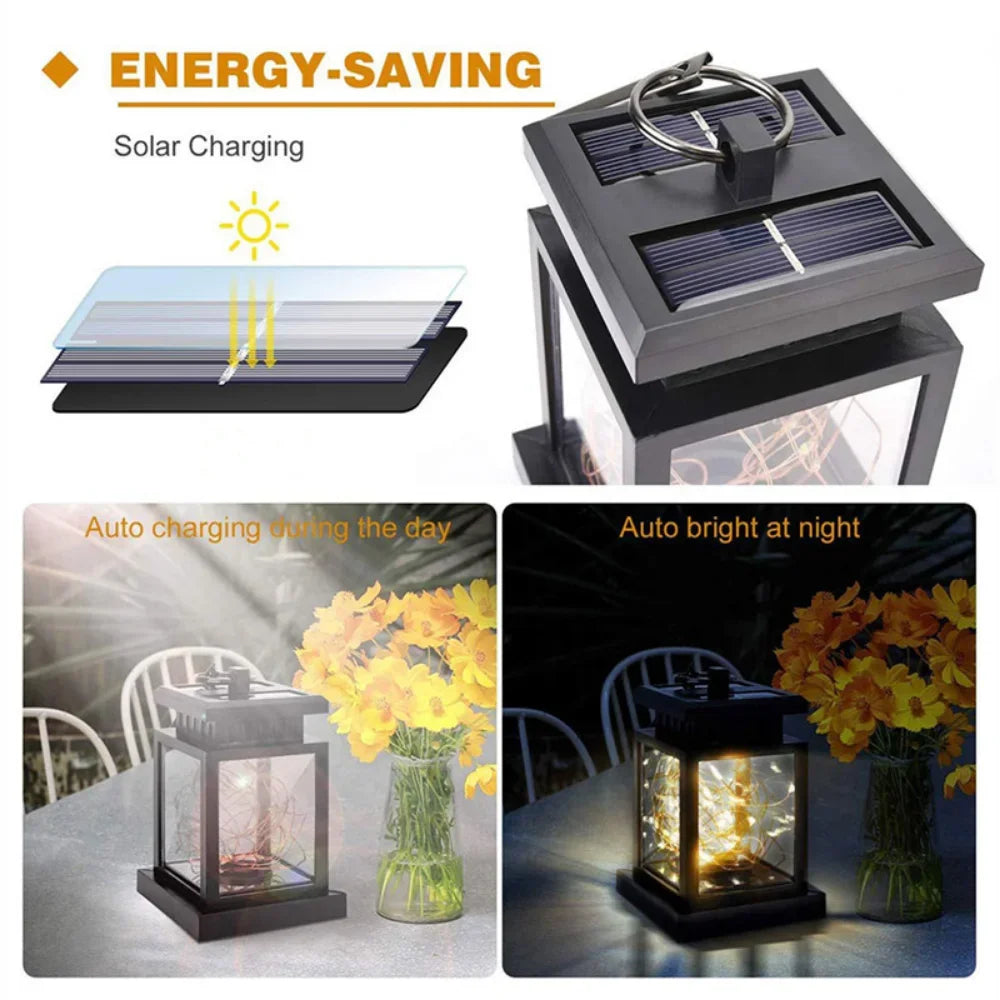 lampe solaire led étanche lanterne rétro pour jardin et cour