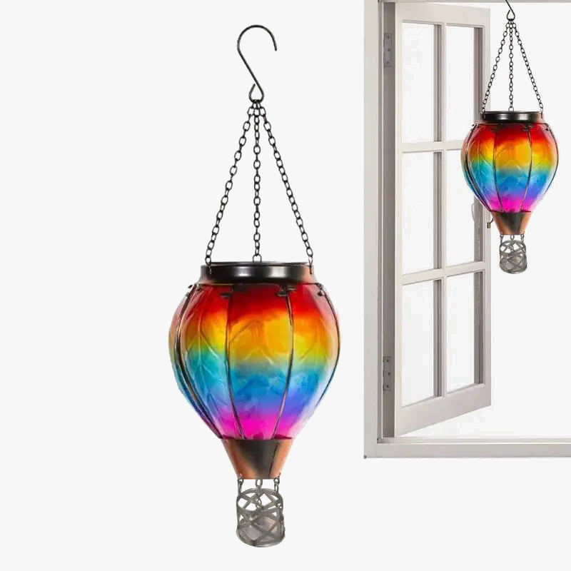 lampe solaire montgolfière led extérieure avec flamme vacillante