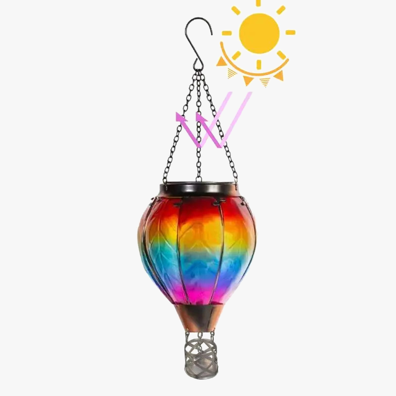 lampe solaire montgolfière led extérieure avec flamme vacillante