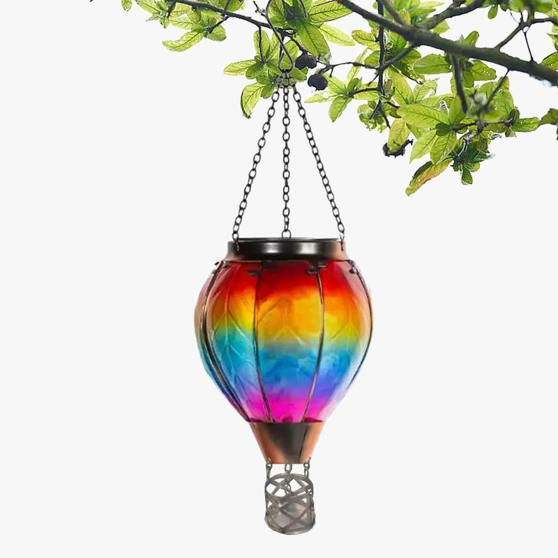 lampe solaire montgolfière led extérieure avec flamme vacillante
