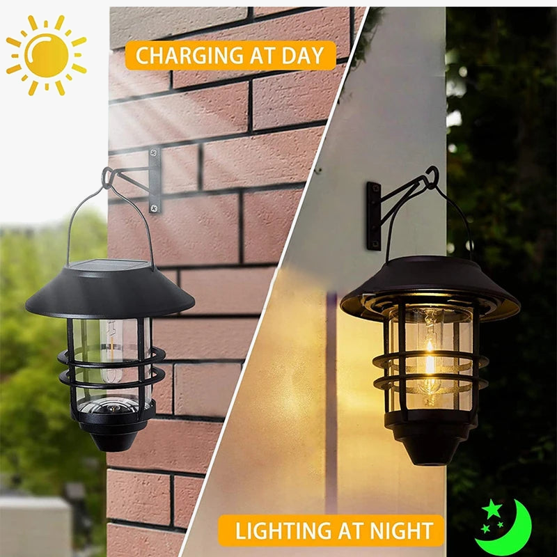 lampe solaire rétro murale vintage en métal étanche pour jardin et extérieur
