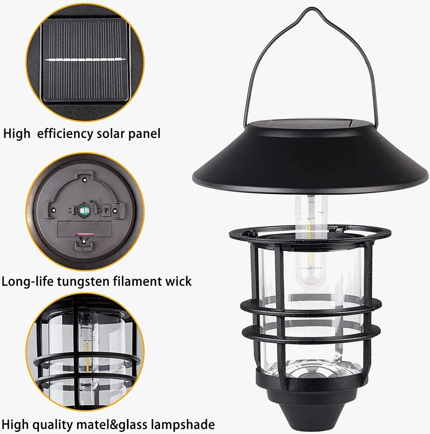lampe solaire rétro murale vintage en métal étanche pour jardin et extérieur