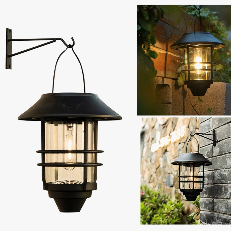 lampe solaire rétro murale vintage en métal étanche pour jardin et extérieur