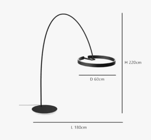 Lampe sur pied nordique en forme d'anneau de pêche