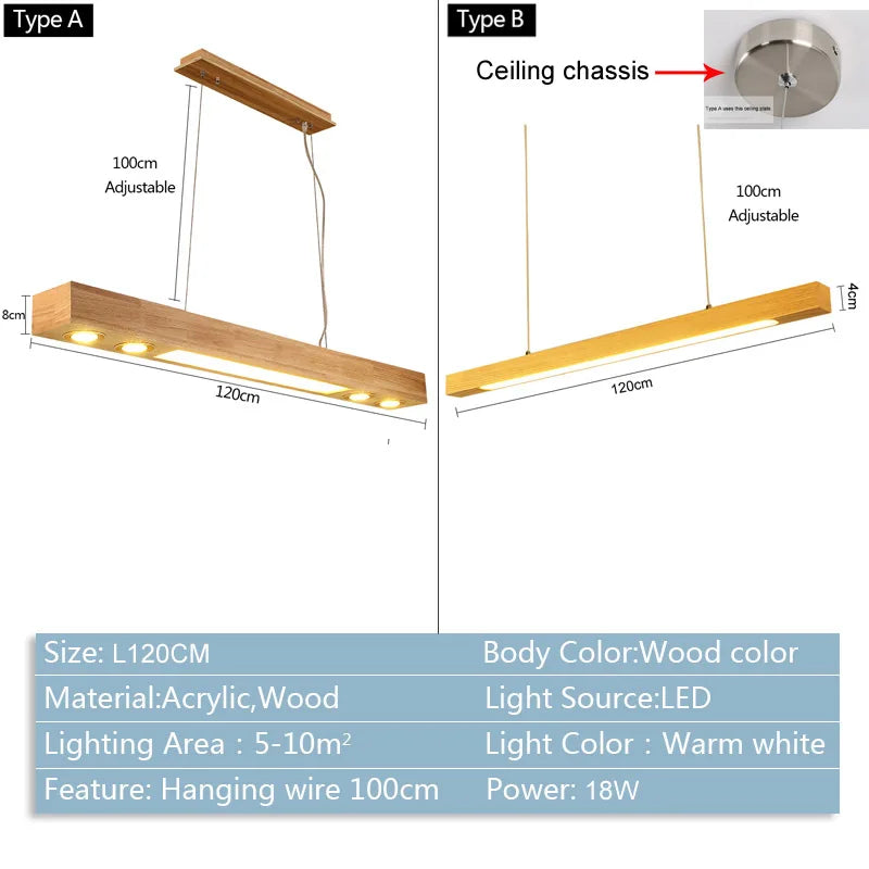 lampe suspendue led en bois au design moderne pour décoration intérieure