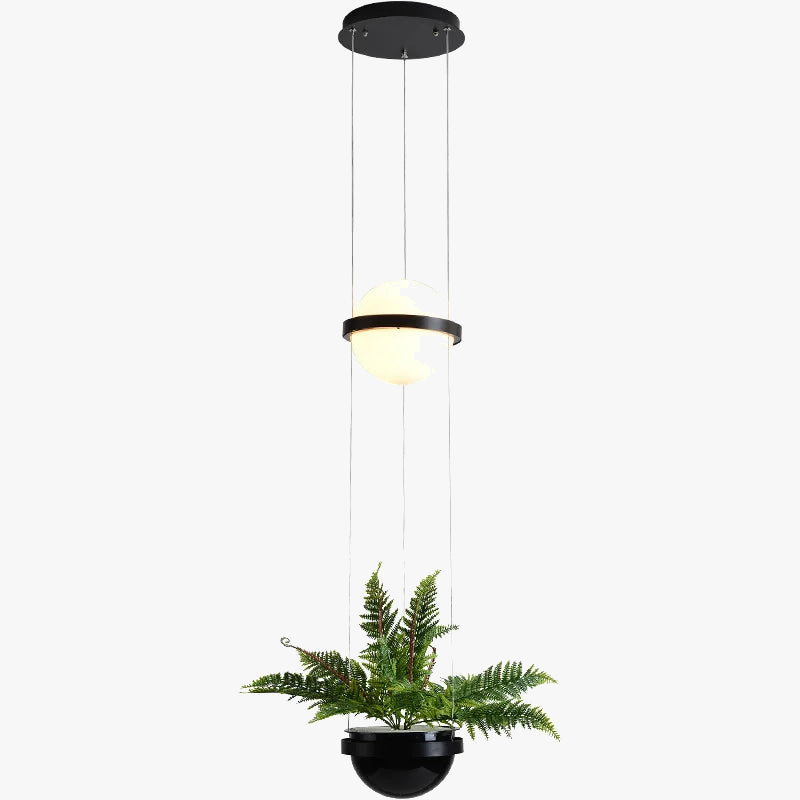 lampe suspendue led moderne en verre avec pot de fleurs