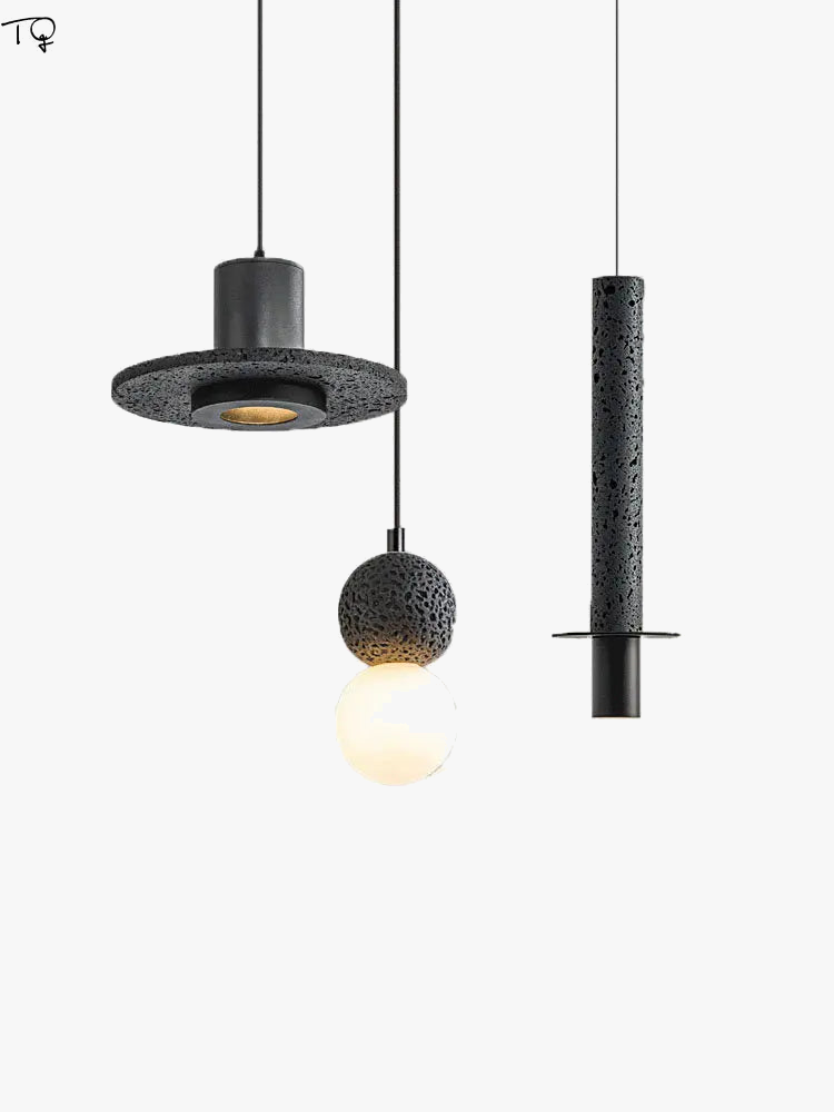 lampe suspendue moderne en pierre à trou noir idéale pour bar ou studio
