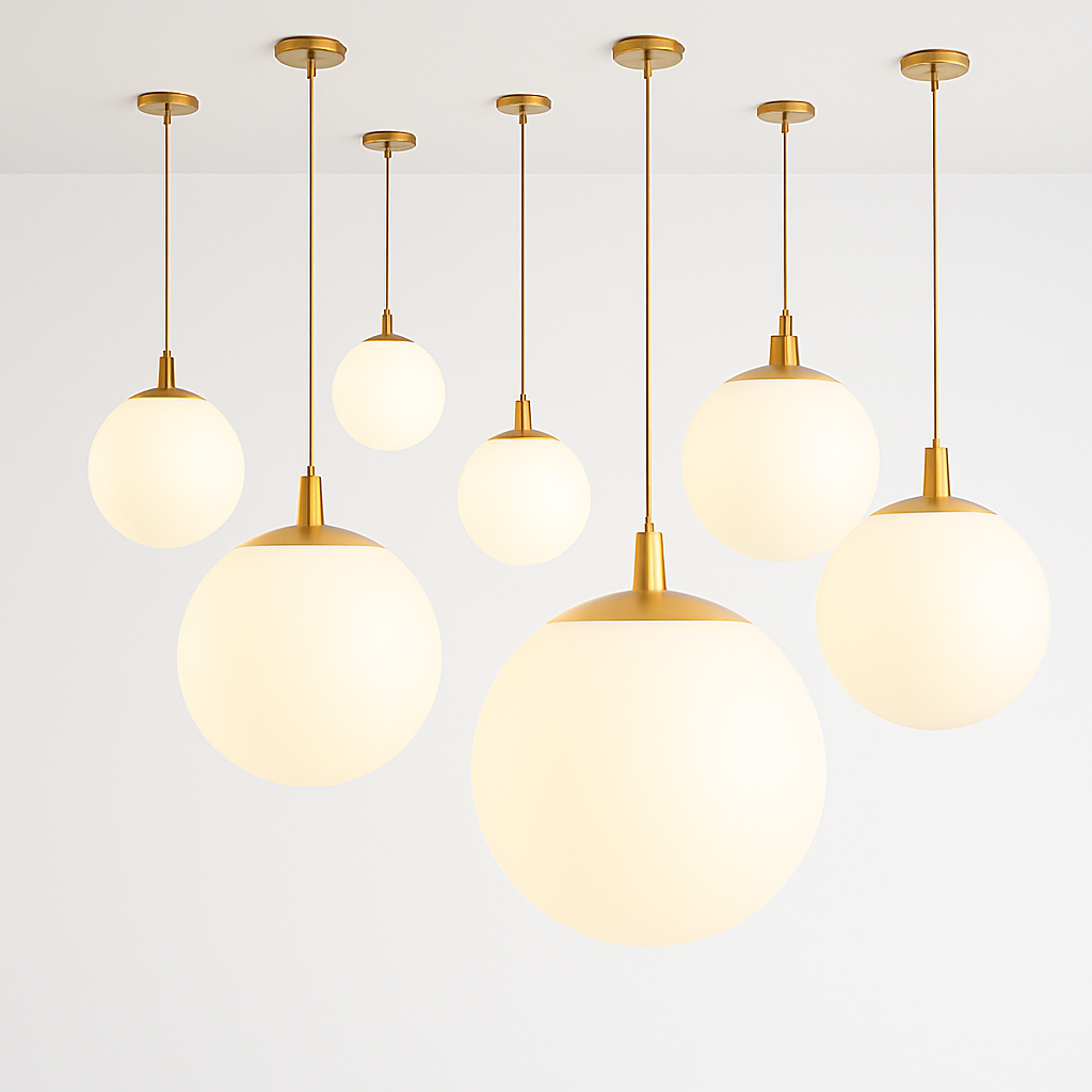 Lampe Suspension Globe Verre Blanc