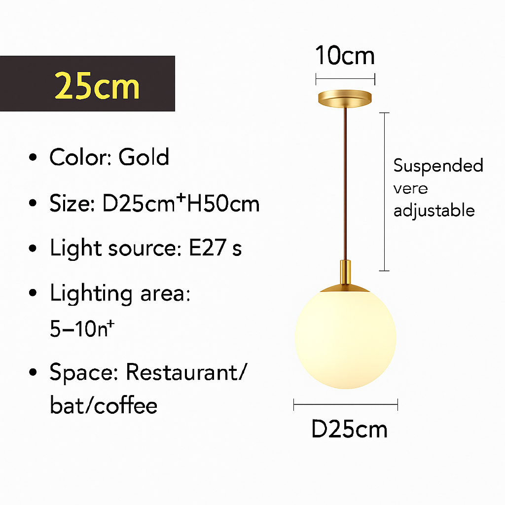 Lampe Suspension Globe Verre Blanc
