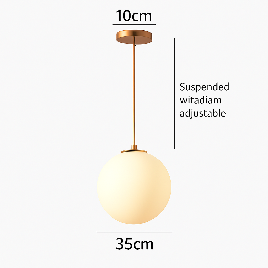 Lampe Suspension Globe Verre Blanc