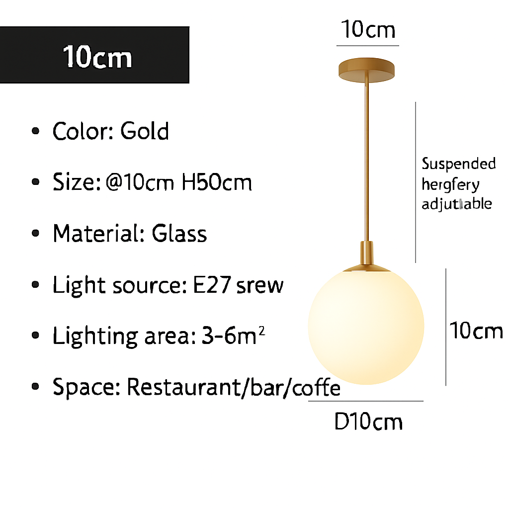 Lampe Suspension Globe Verre Blanc