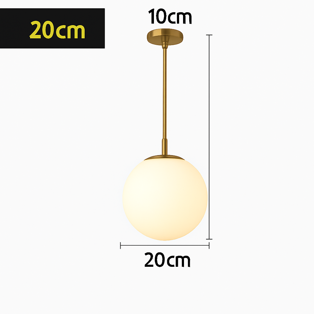Lampe Suspension Globe Verre Blanc
