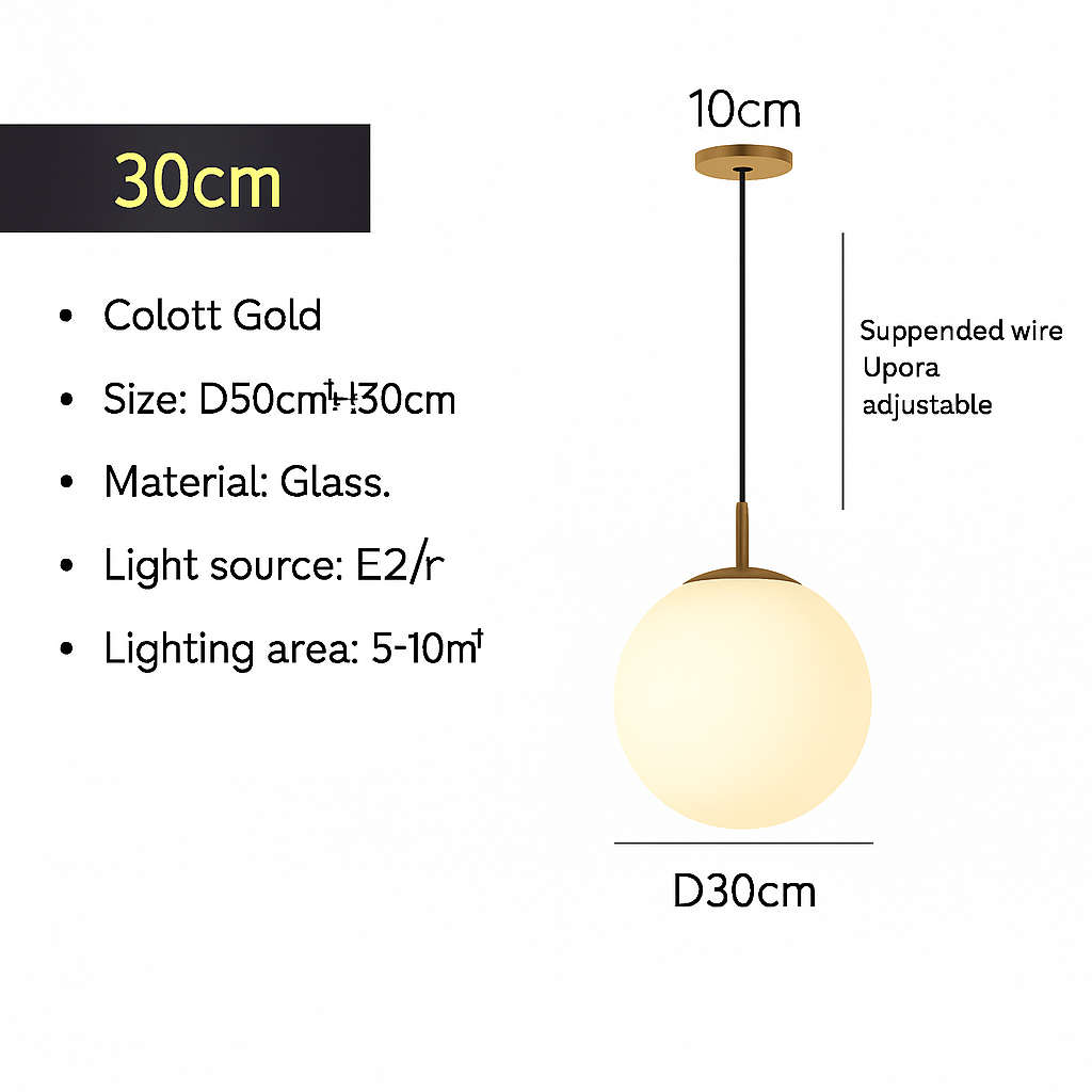 Lampe Suspension Globe Verre Blanc