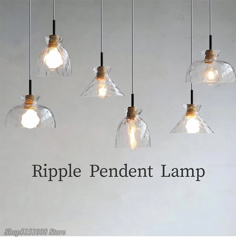 lampe suspension led japonaise bois verre décor luminaire
