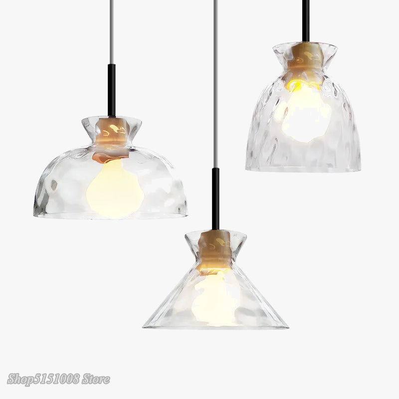 lampe suspension led japonaise bois verre décor luminaire