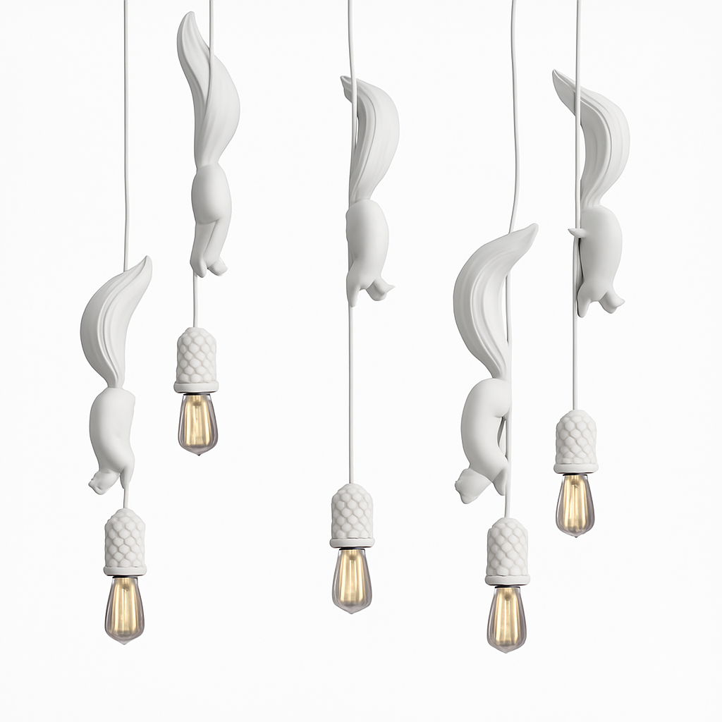 lampe suspension résine écureuil nordique led loft décoratif