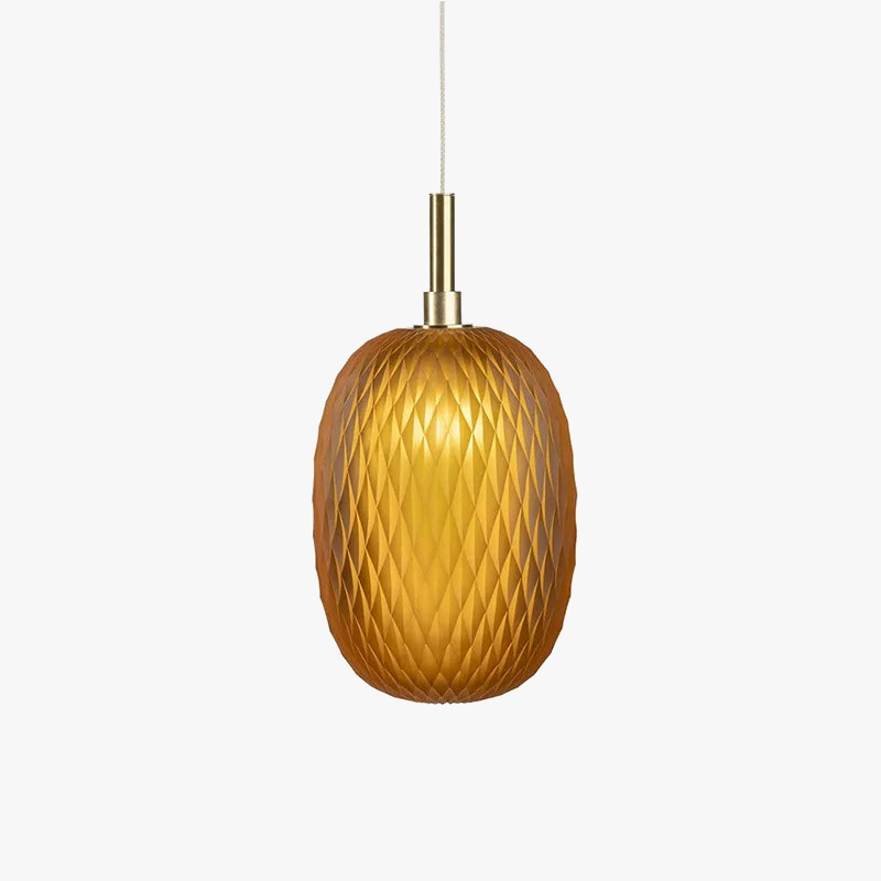 Lampe suspension verre blanc ambre moderne