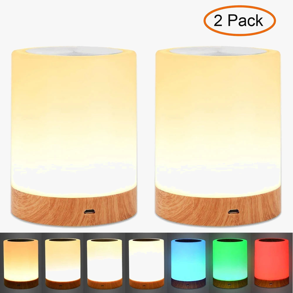 Lampe tactile LED veilleuse pour chambres à coucher salon Table Portable lampes de chevet Rechargeable blanc chaud RGB lumière pour enfants cadeau