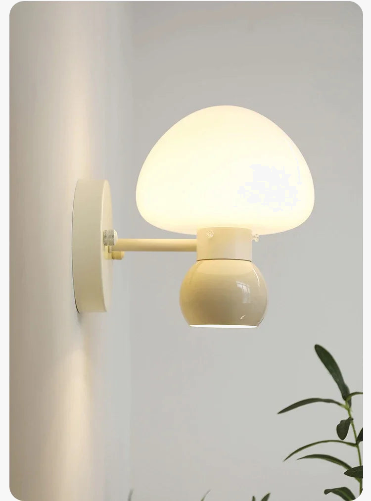 Applique murale crème champignon Double tête G9