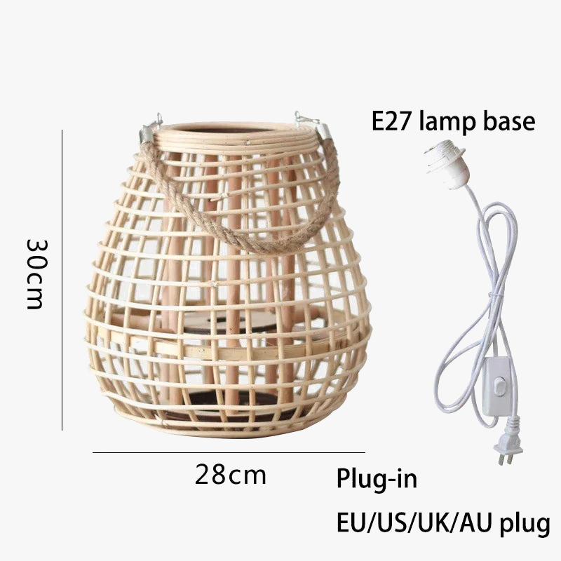 Lampe à vent en rotin avec pieds
