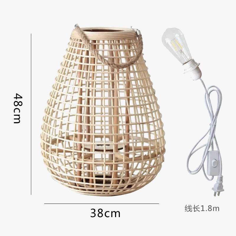 Lampe à vent en rotin avec pieds