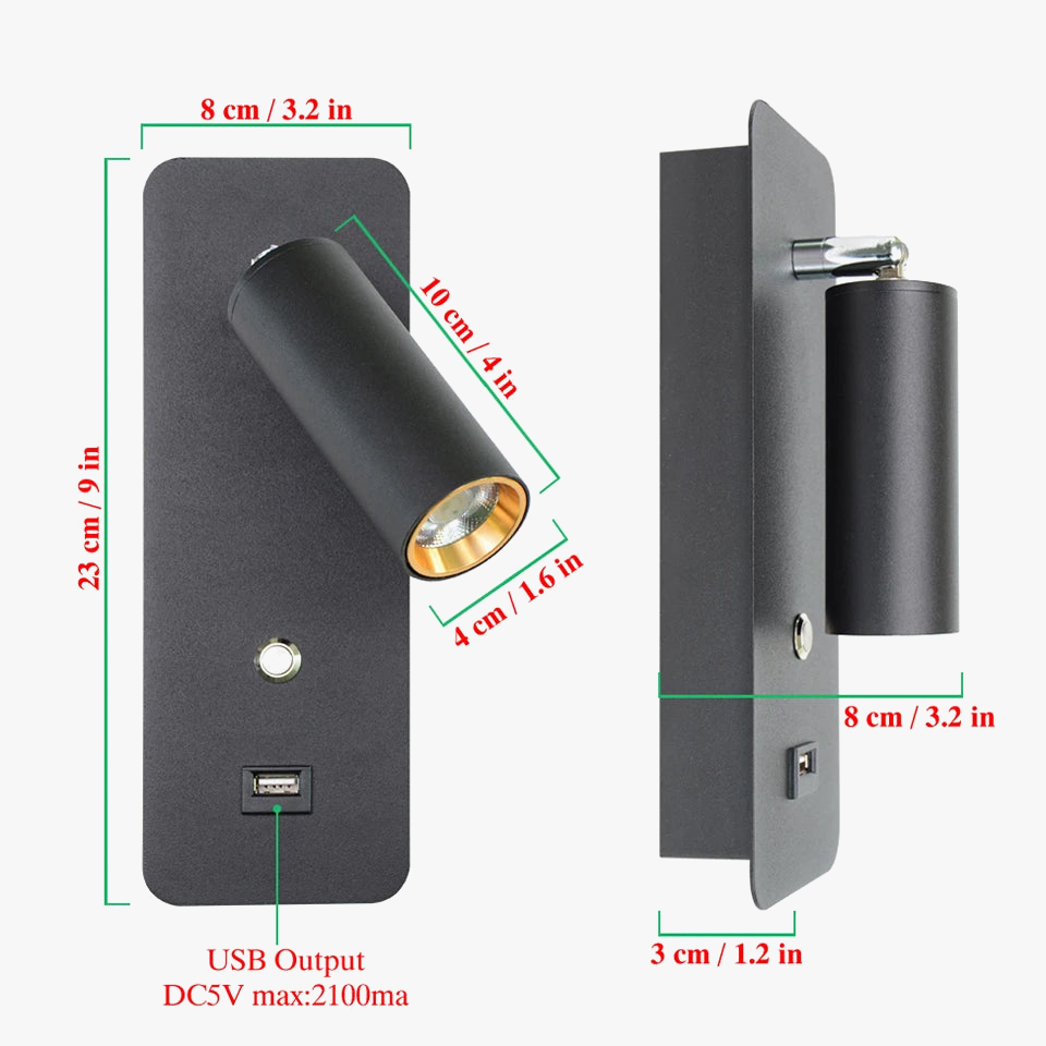 Lampes de mur Led d'intérieur 7W avec Charge USB applique murale chambre salon nordique moderne applique murale allée avec interrupteur applique murale