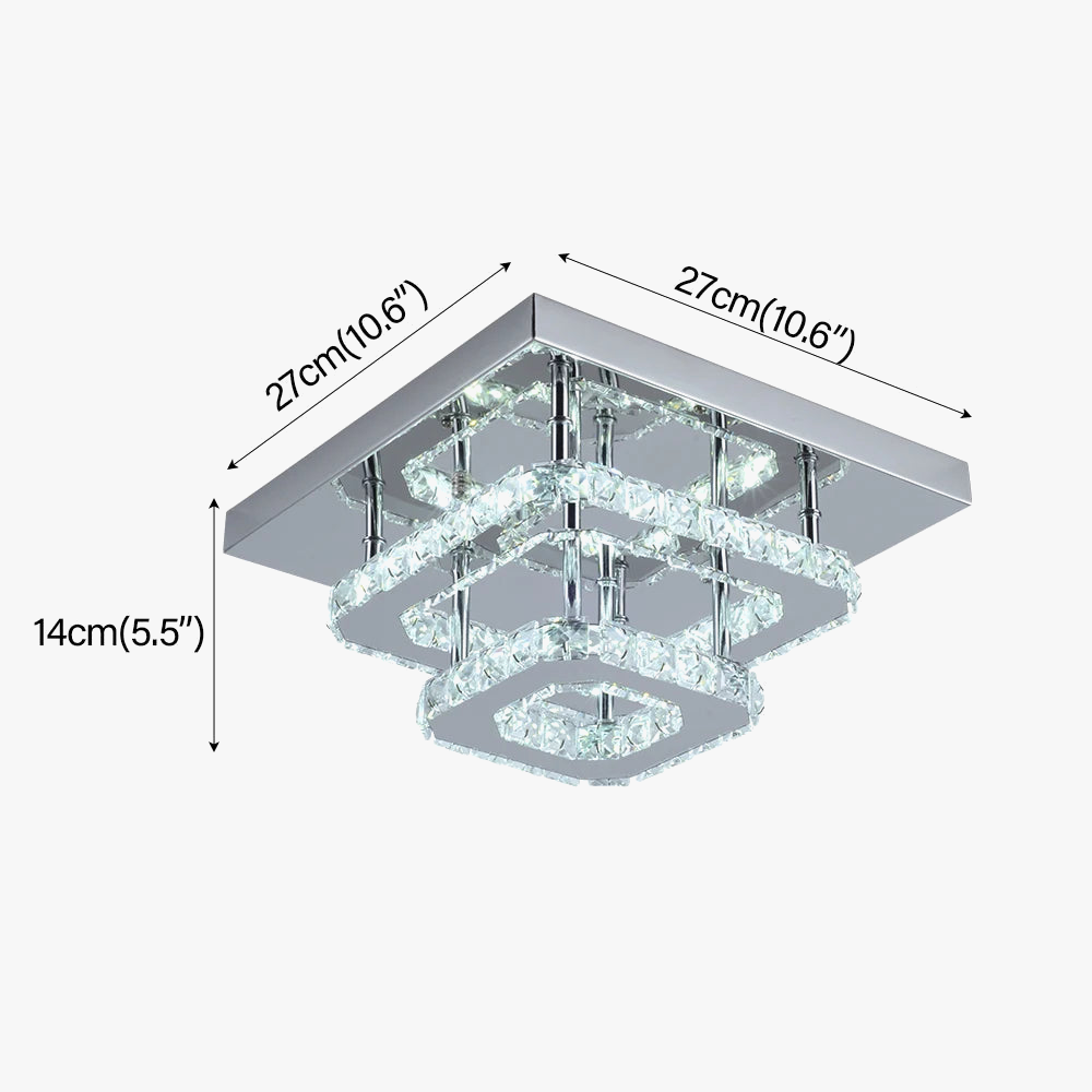 Plafonnier LED en cristal et acier inoxydable