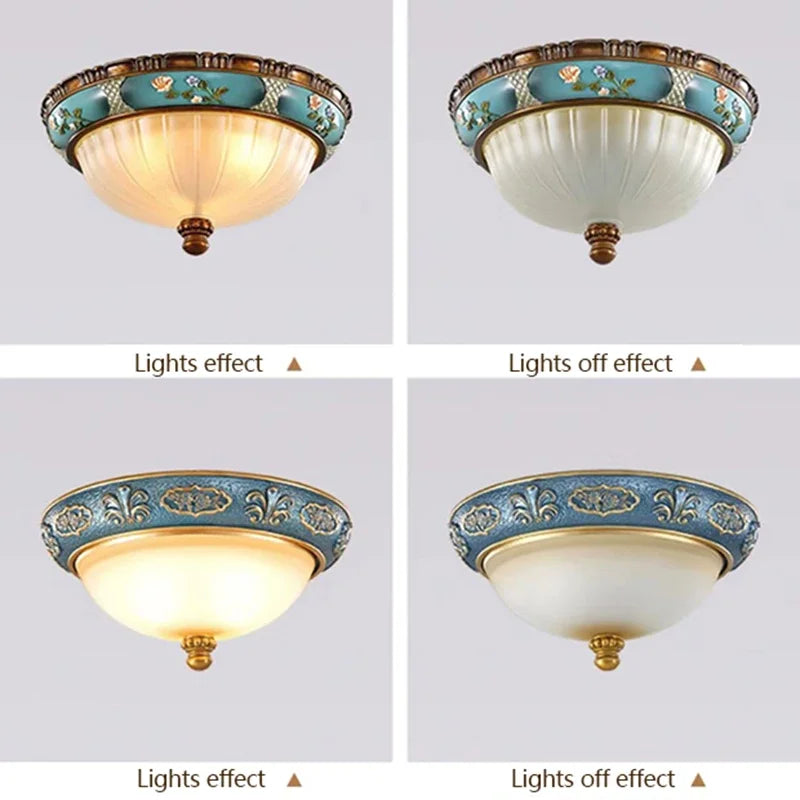 lampes de plafond led rondes design rétro en résine européenne