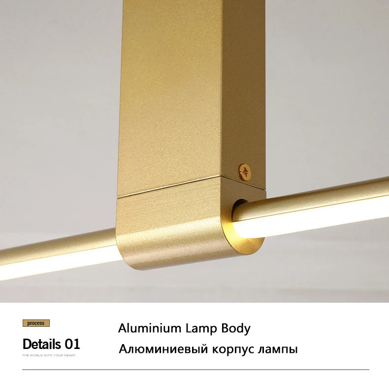 lampes de plafond minimalistes longues pour divers espaces