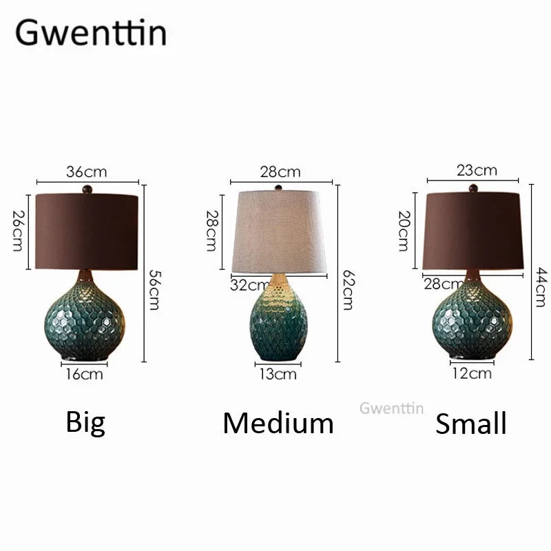 lampes de table en céramique vintage avec éclairage led moderne