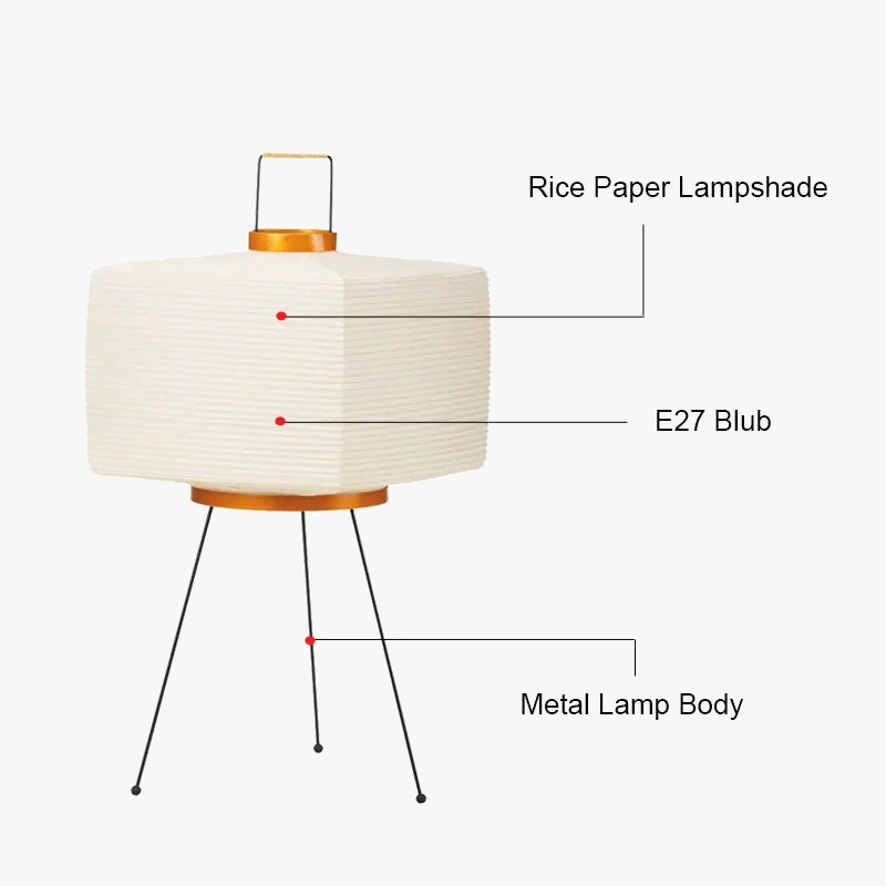 lampes de table en papier de riz japonais style wabi-sabi
