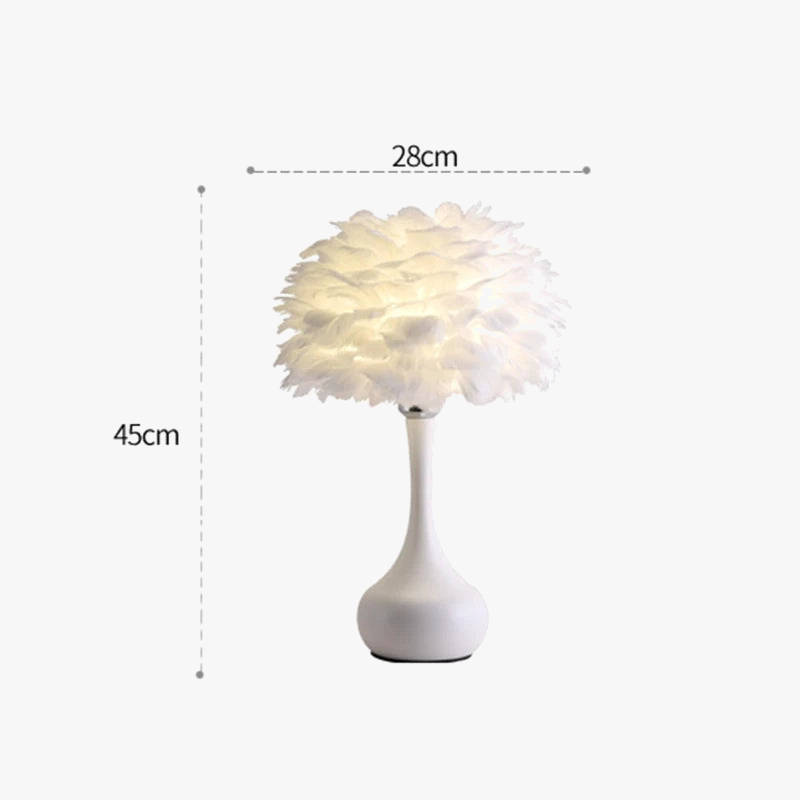 lampes de table modernes en plumes pour décoration douce et romantique