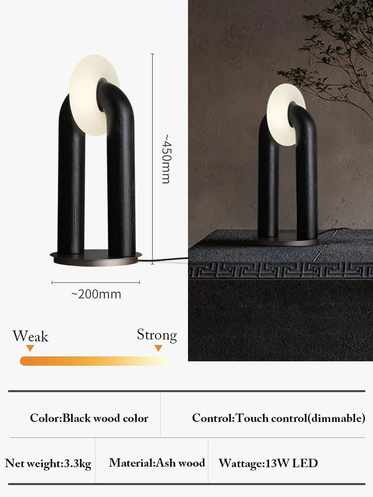 lampes de table vintage en bois massif à contrôle tactile led