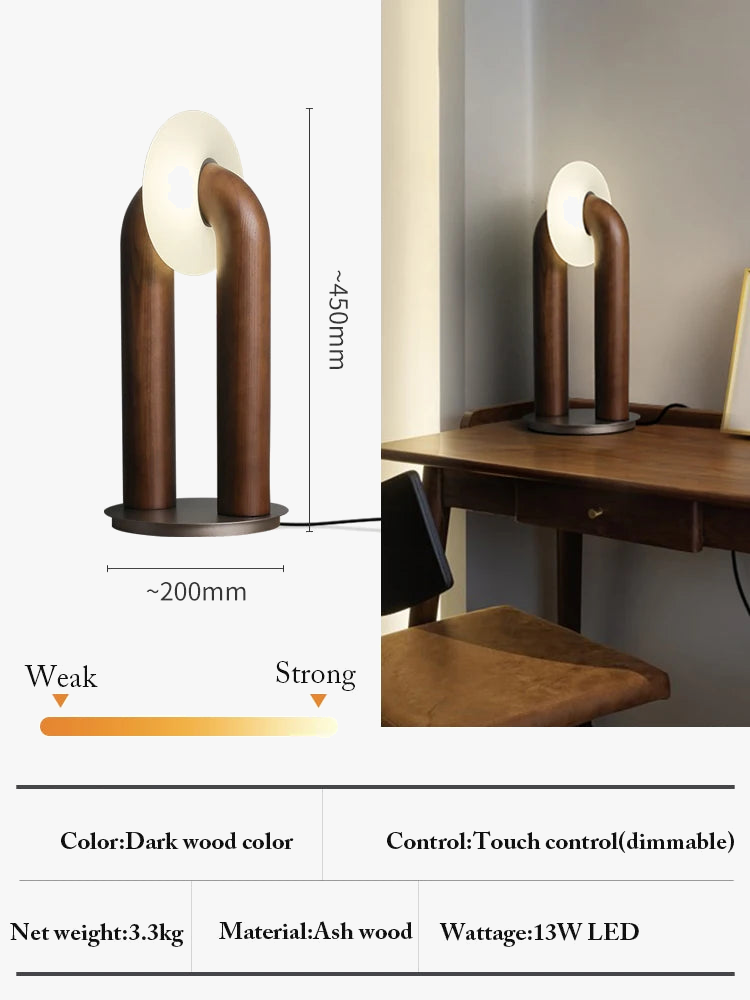 lampes de table vintage en bois massif à contrôle tactile led