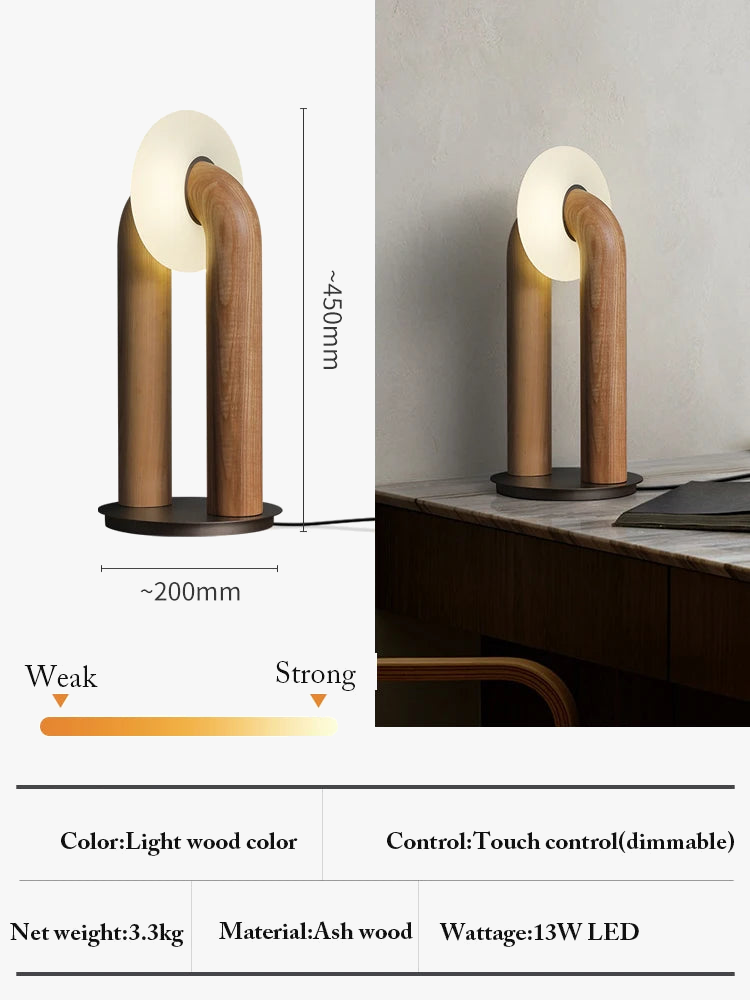 lampes de table vintage en bois massif à contrôle tactile led