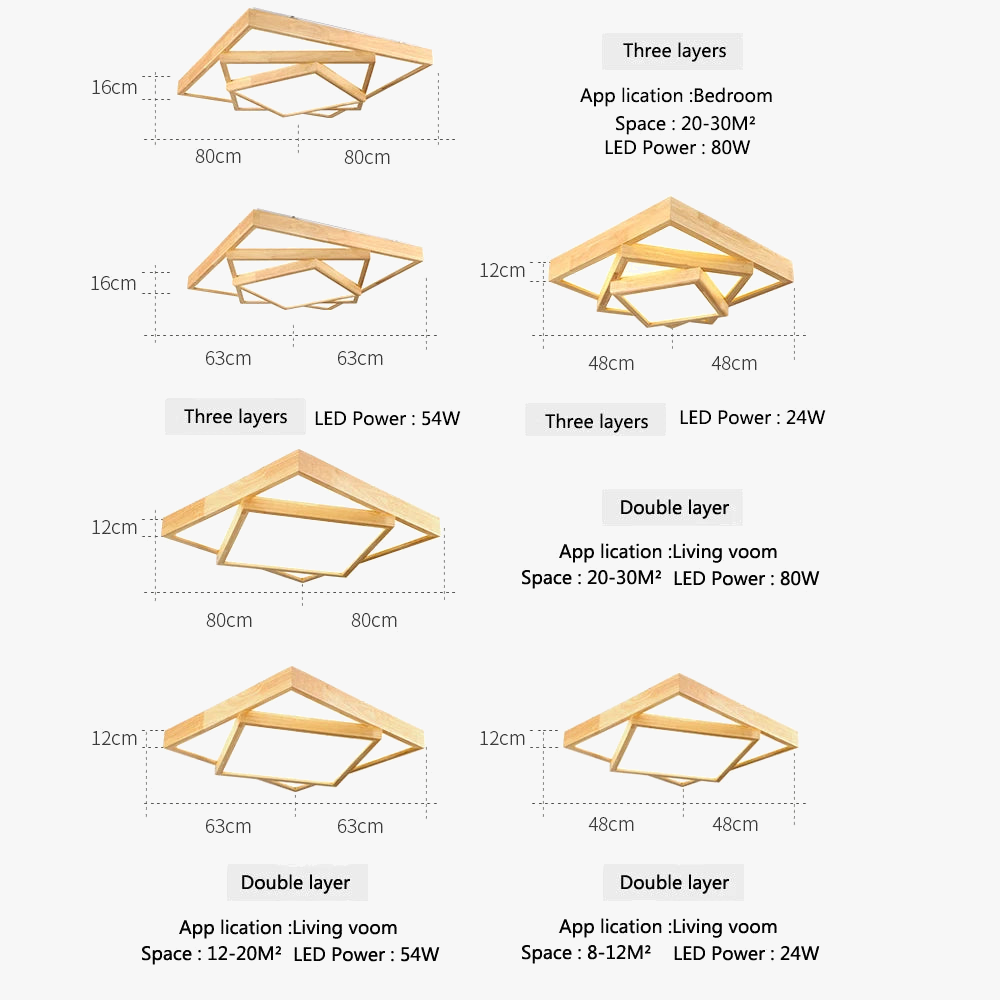 lampes led de plafond en bois massif moderne