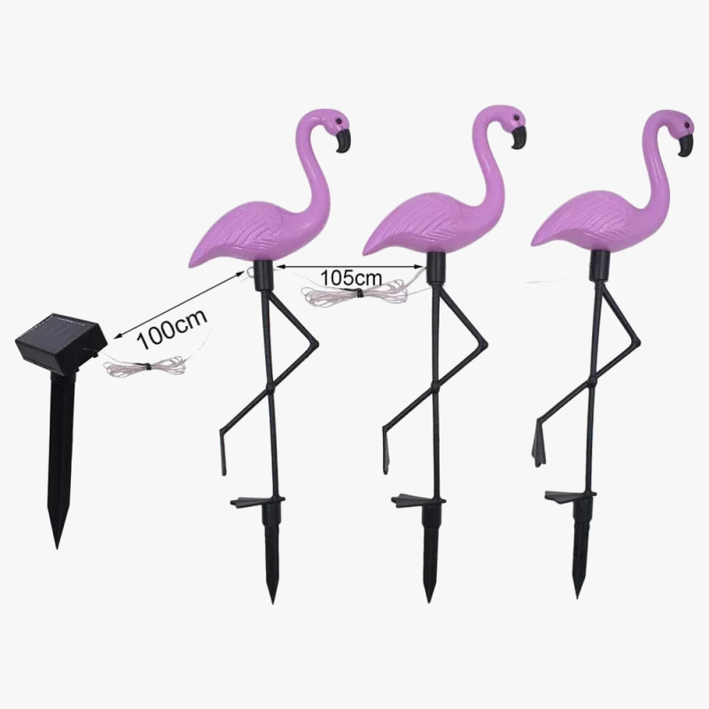 lampes solaires décoratives flamant rose pour extérieur et jardin