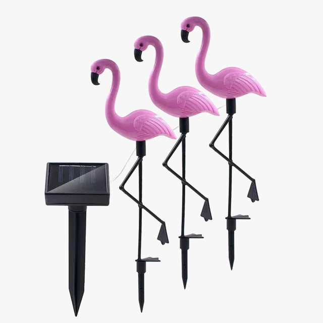 lampes solaires décoratives flamant rose pour extérieur et jardin