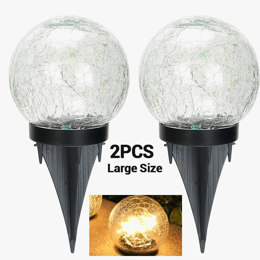 lampes solaires en verre craquelé pour jardin décoratif extérieur