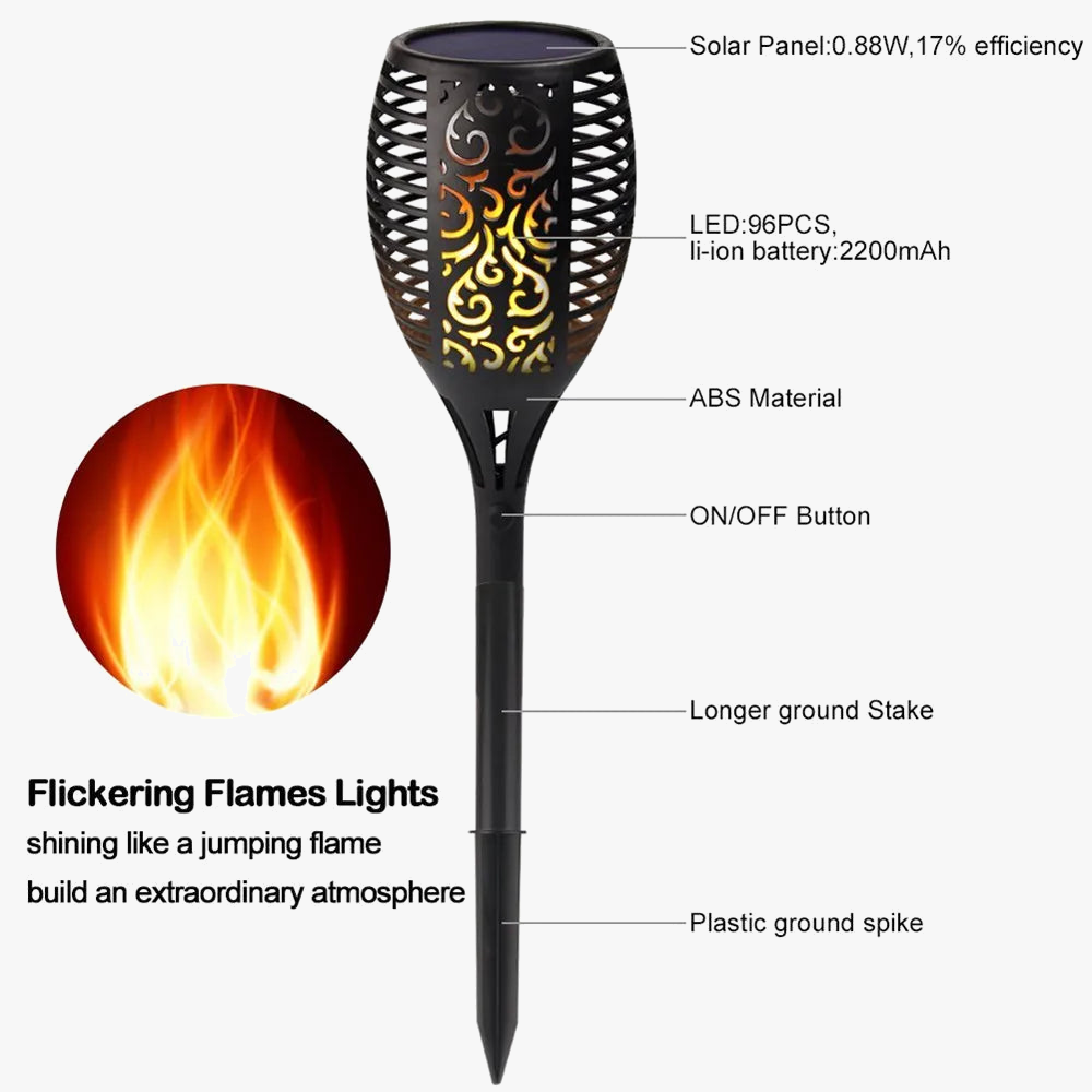 lampes solaires à flammes pour jardin et décoration extérieure