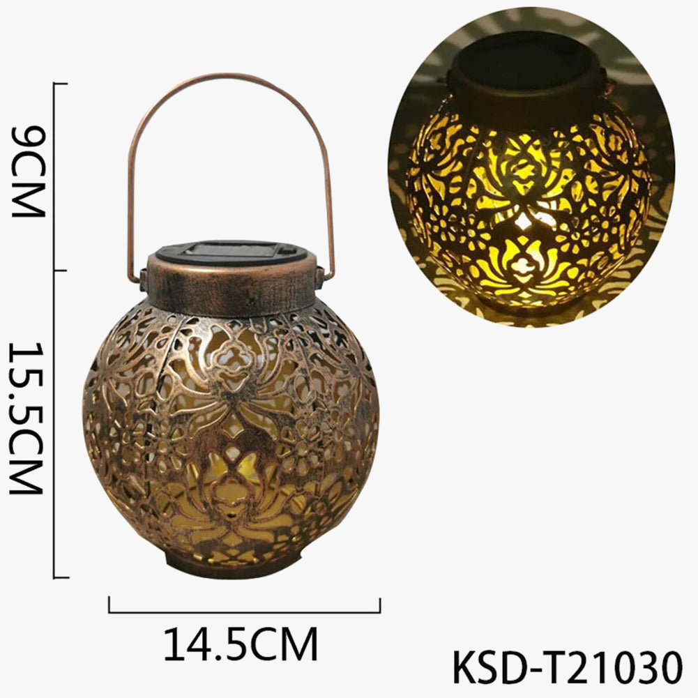 lampes solaires rondes en métal pour jardin décoratif