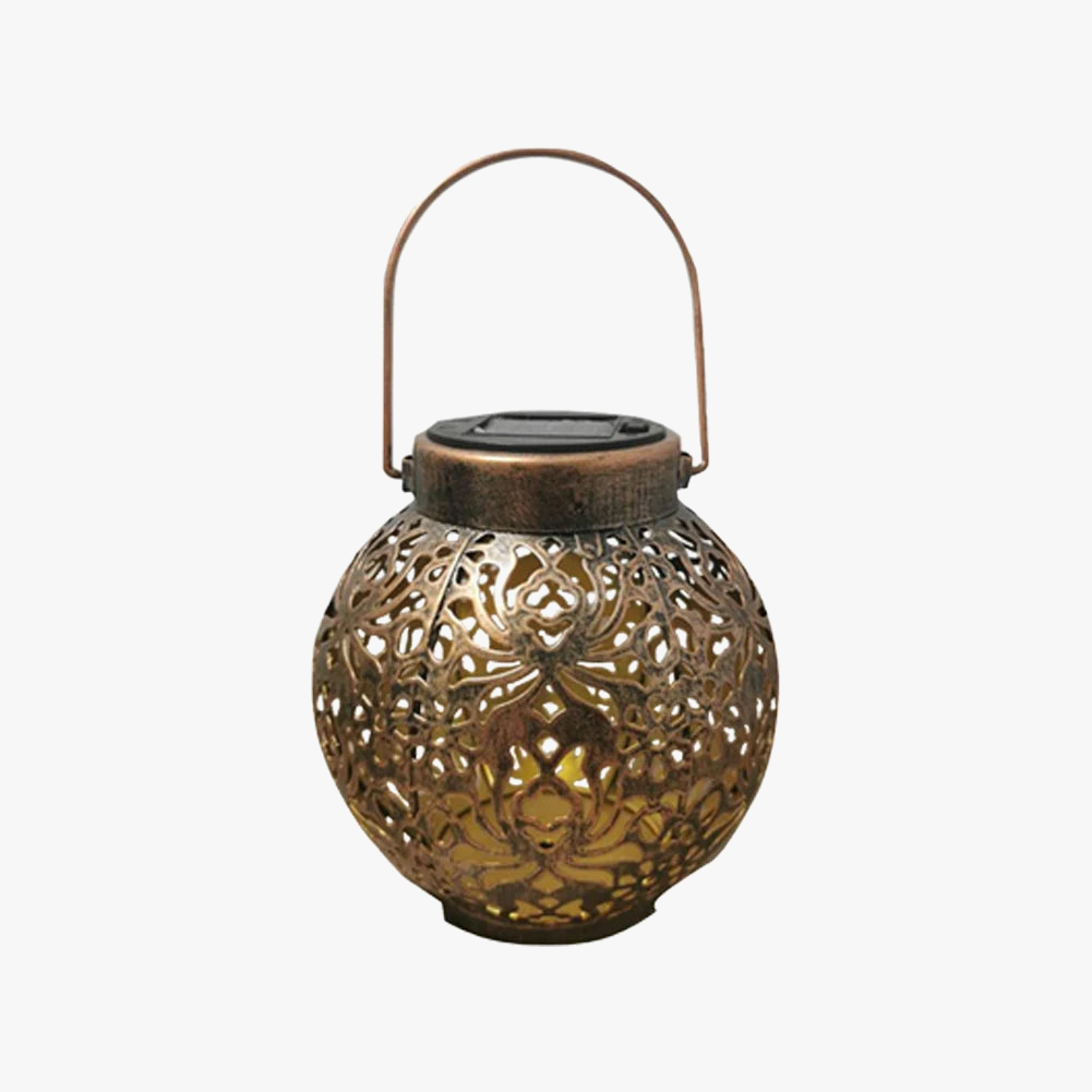 lampes solaires rondes en métal pour jardin décoratif