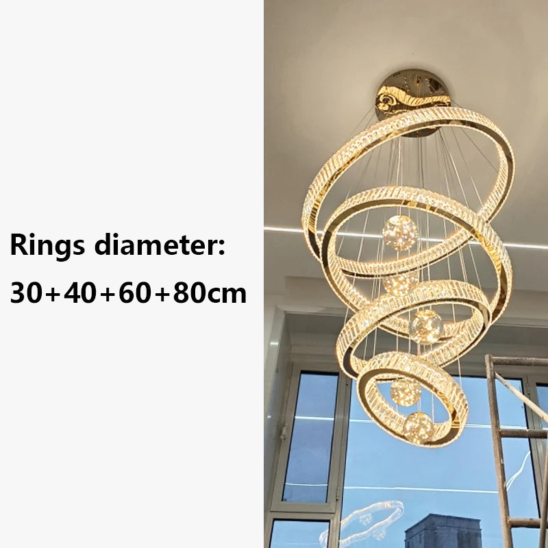 Lustre design anneau en cristal intelligentes pour décoration moderne