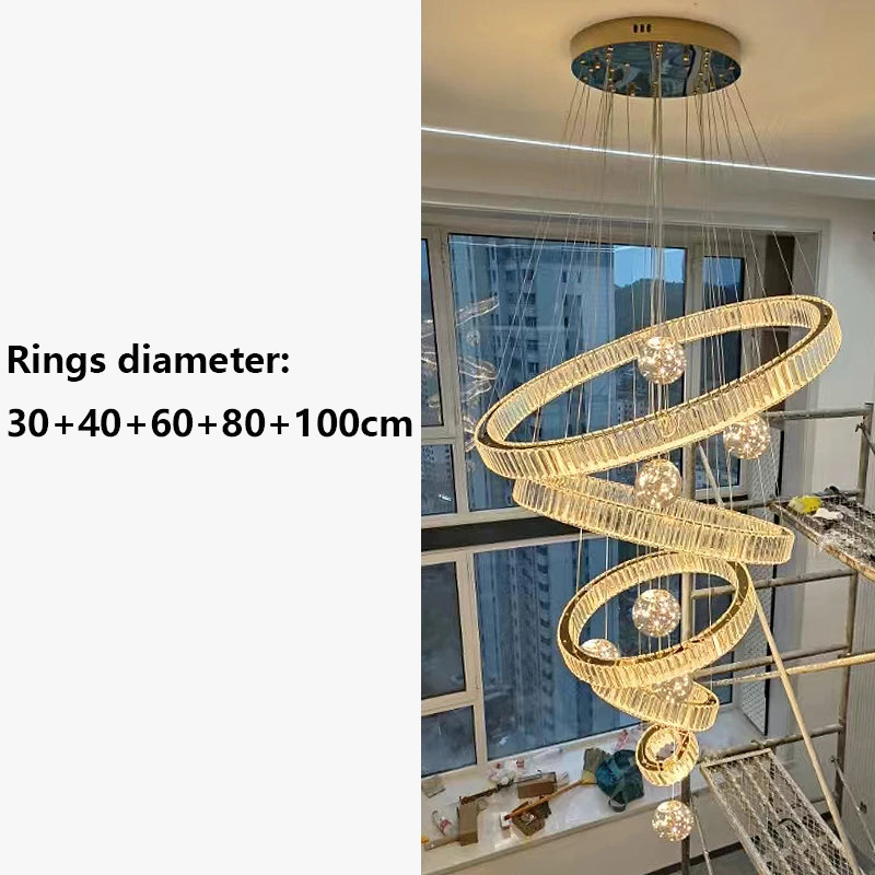 Lustre design anneau en cristal intelligentes pour décoration moderne