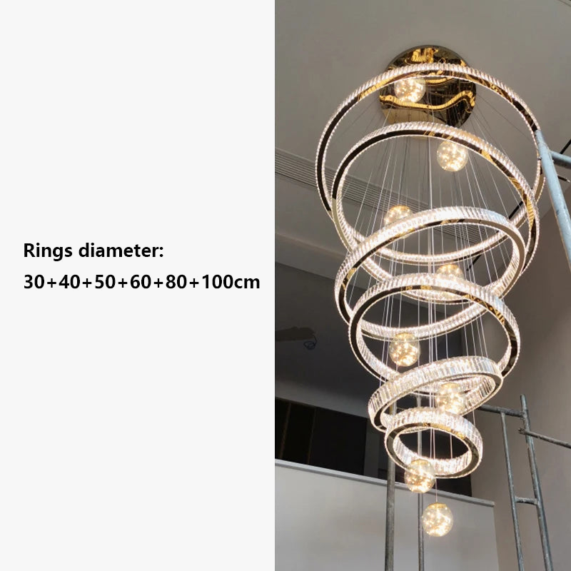 Lustre design anneau en cristal intelligentes pour décoration moderne