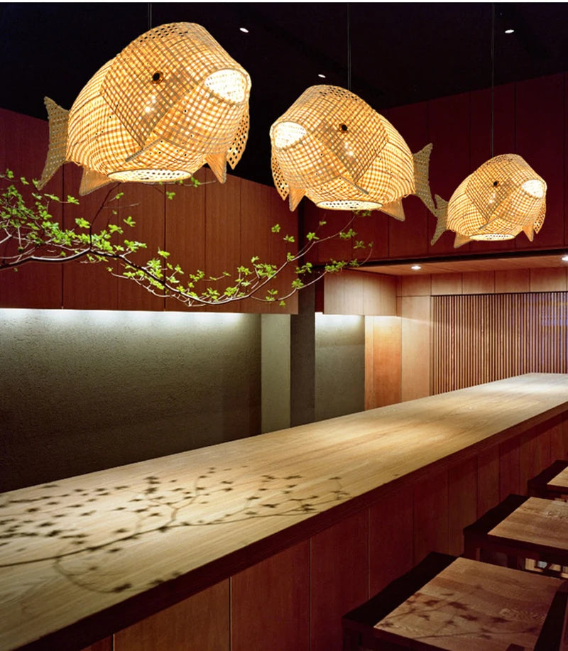 Suspension carpe en bambou