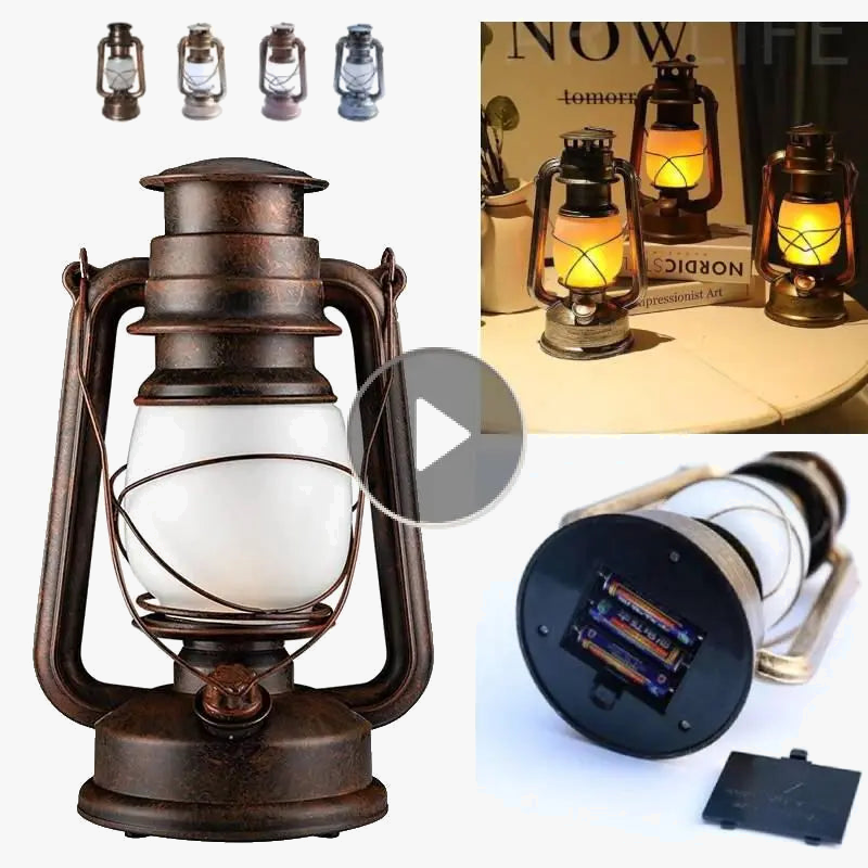 lanterne rétro portable pour camping lampe à pétrole à flamme dynamique