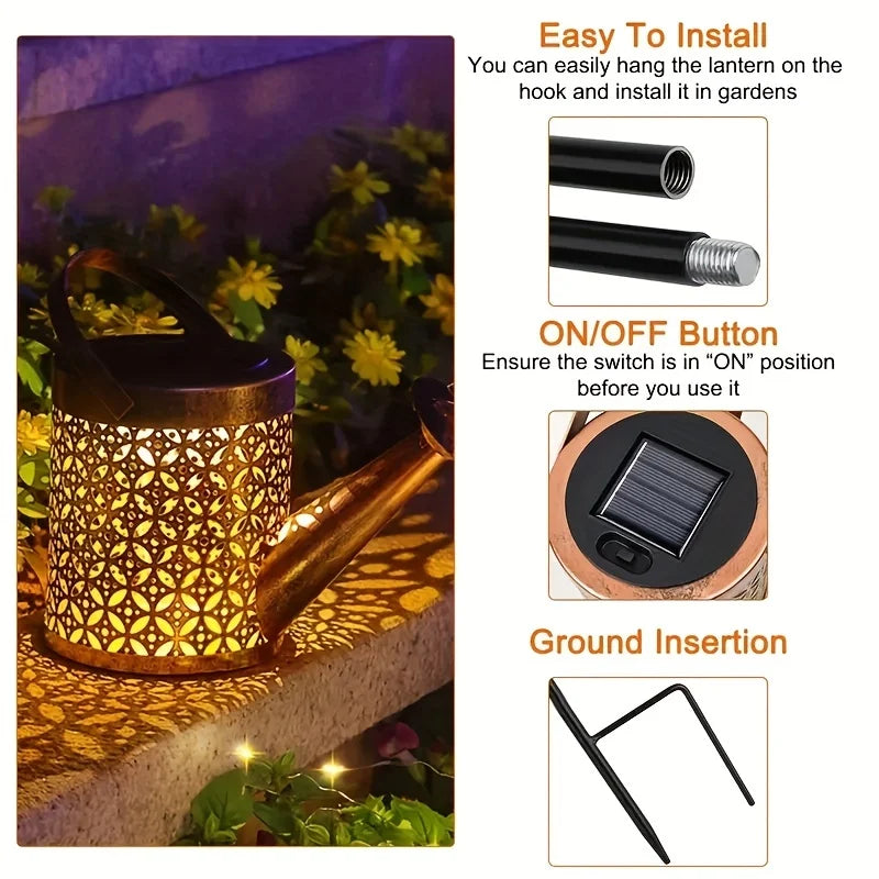 lanterne solaire en métal pour décoration de jardin extérieure