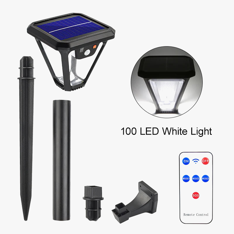 lanterne solaire extérieure 100 led capteur de mouvement éclairage 360 degrés
