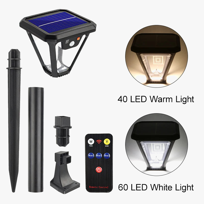 lanterne solaire extérieure 100 led capteur de mouvement éclairage 360 degrés